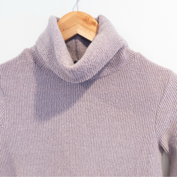 Lulus Alaina Lavender Mauve Turtleneck Ribbed Sweater Mini Dress Extra Small - Picture 4 of 10
